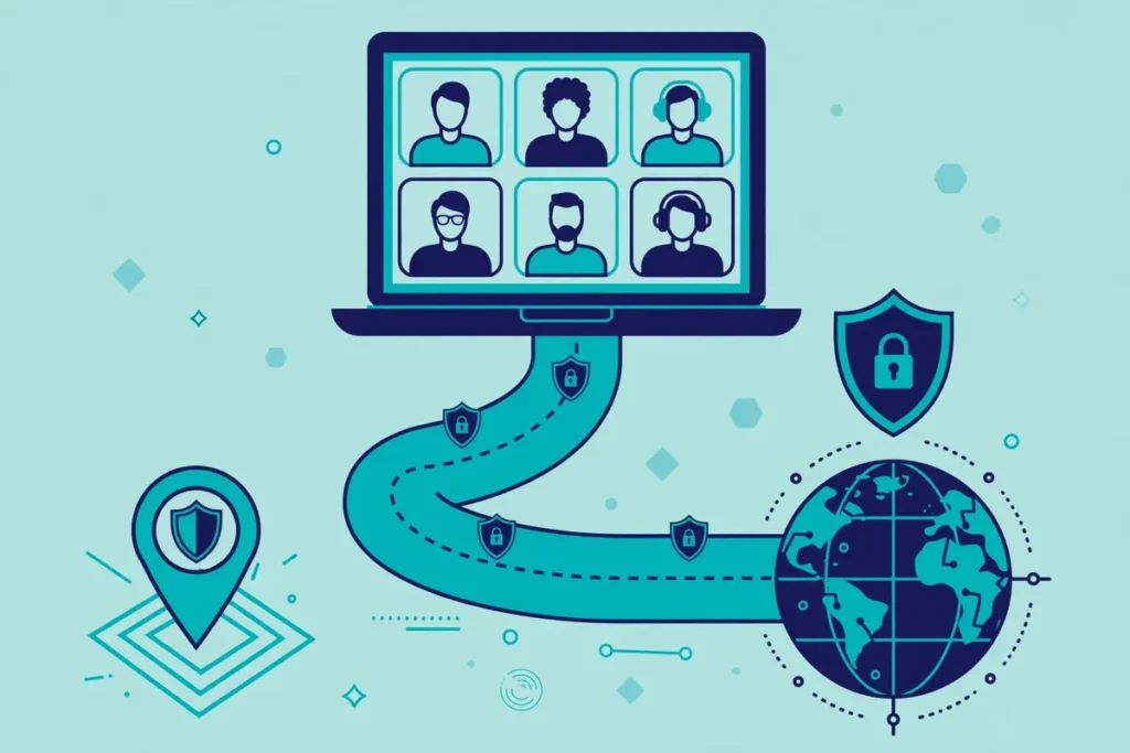 VPN for Zoom video call from Pakistan protected by an encrypted tunnel illustration