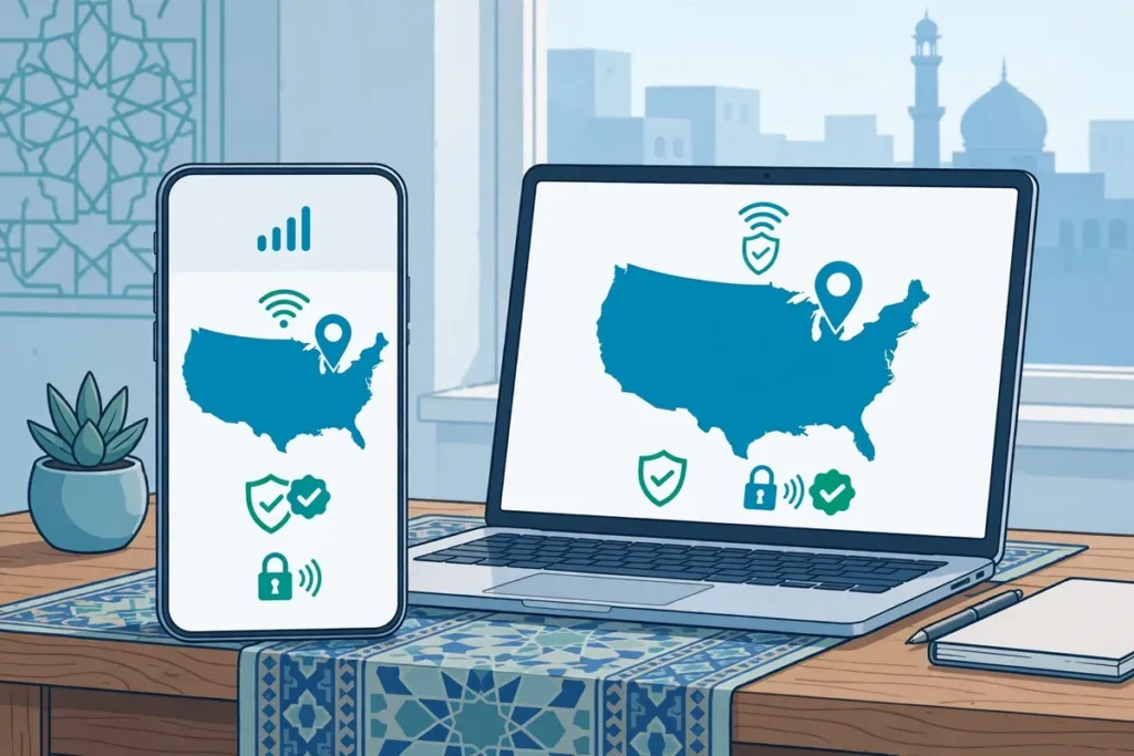 How to get a USA IP address from Pakistan using a VPN app connected to a United States server