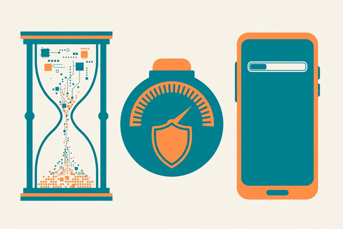 Illustration of a capped data allowance meter with a shield for the Windscribe free 10 GB tier section