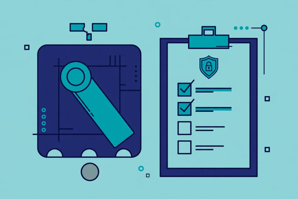 Illustration of a kill switch being flipped off beside a test checklist on a clipboard